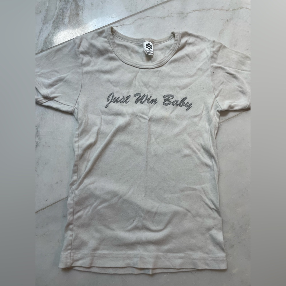 Las Vegas Raiders “Just Win Baby” women’s size small baby doll tee, gently used